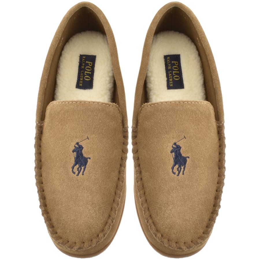 Image number 1 for Ralph Lauren Brenan Slippers Natural Brown
