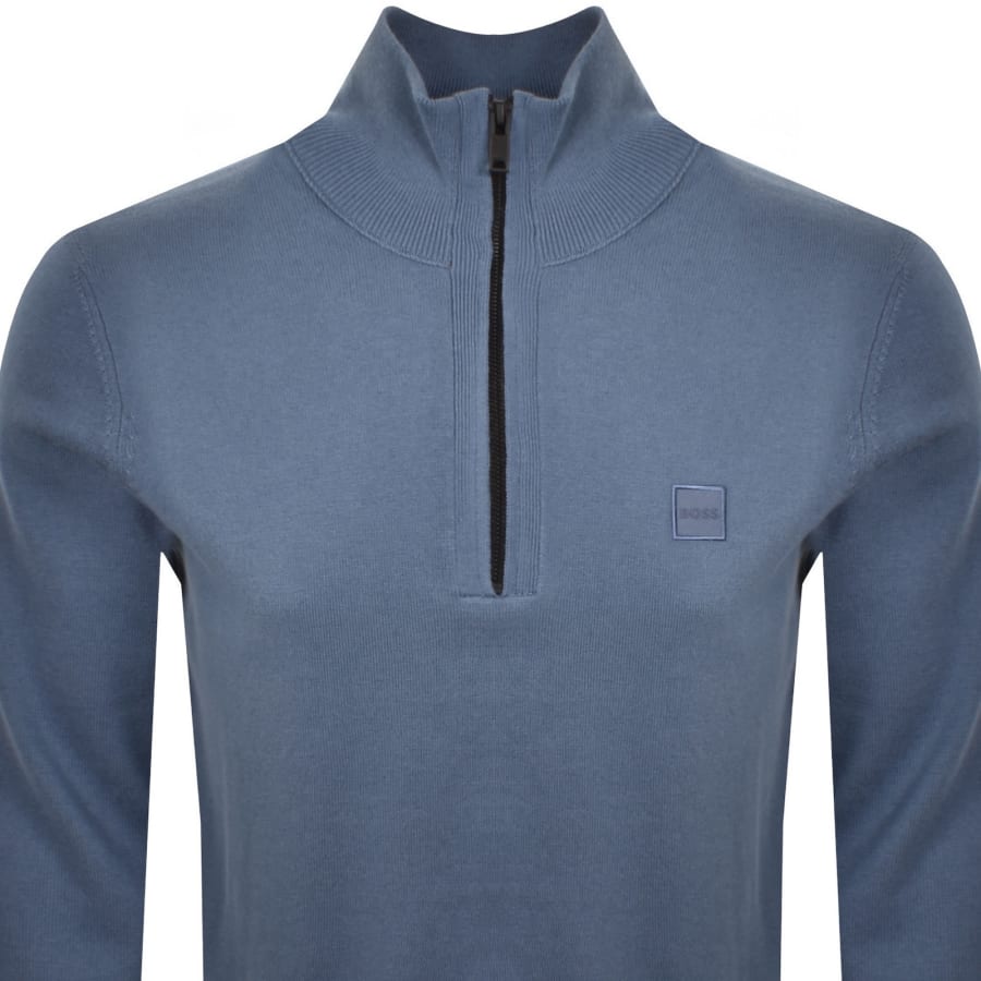 Image number 2 for BOSS Kanobix Quarter Zip Jumper Blue