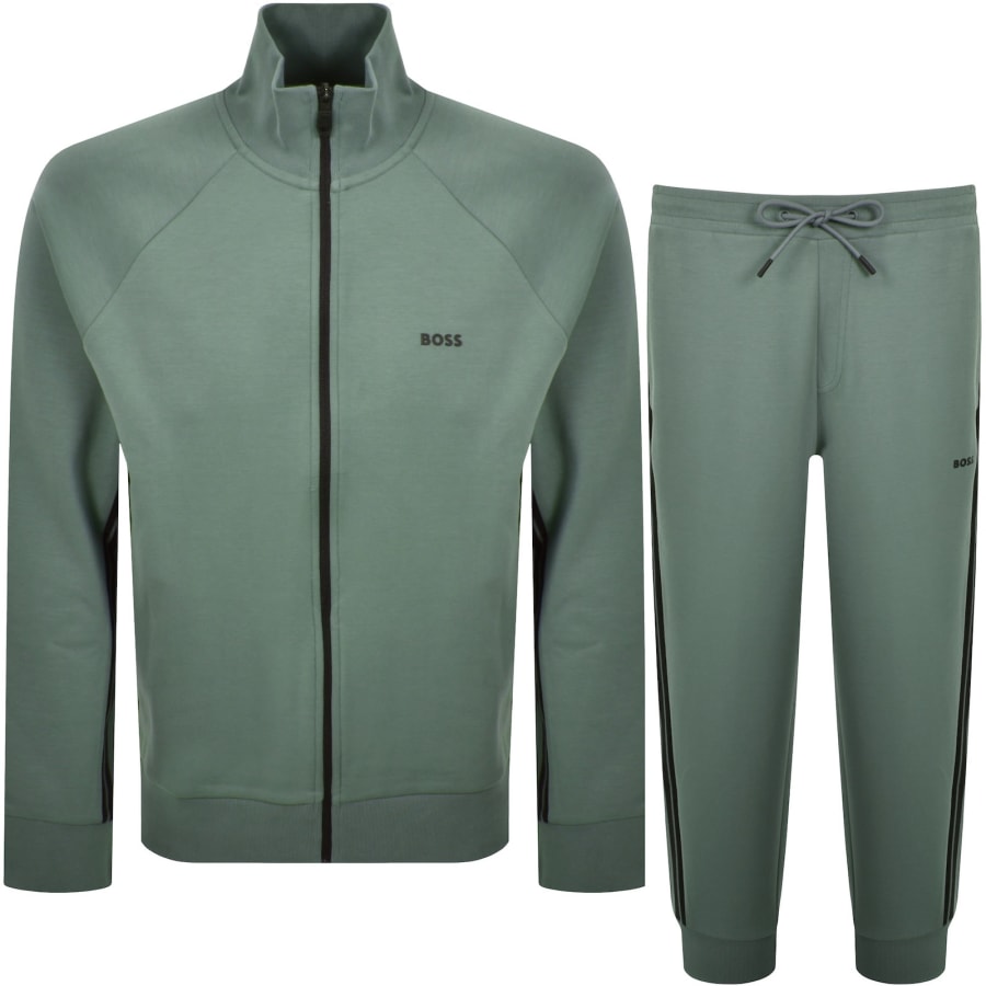 Image number 1 for BOSS Full Zip Tracksuit Set Green