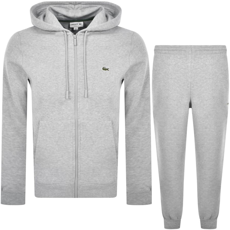 Image number 1 for Lacoste Full Zip Hooded Tracksuit Grey