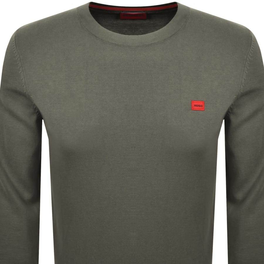 Image number 2 for HUGO San Cassius Knit Jumper Green