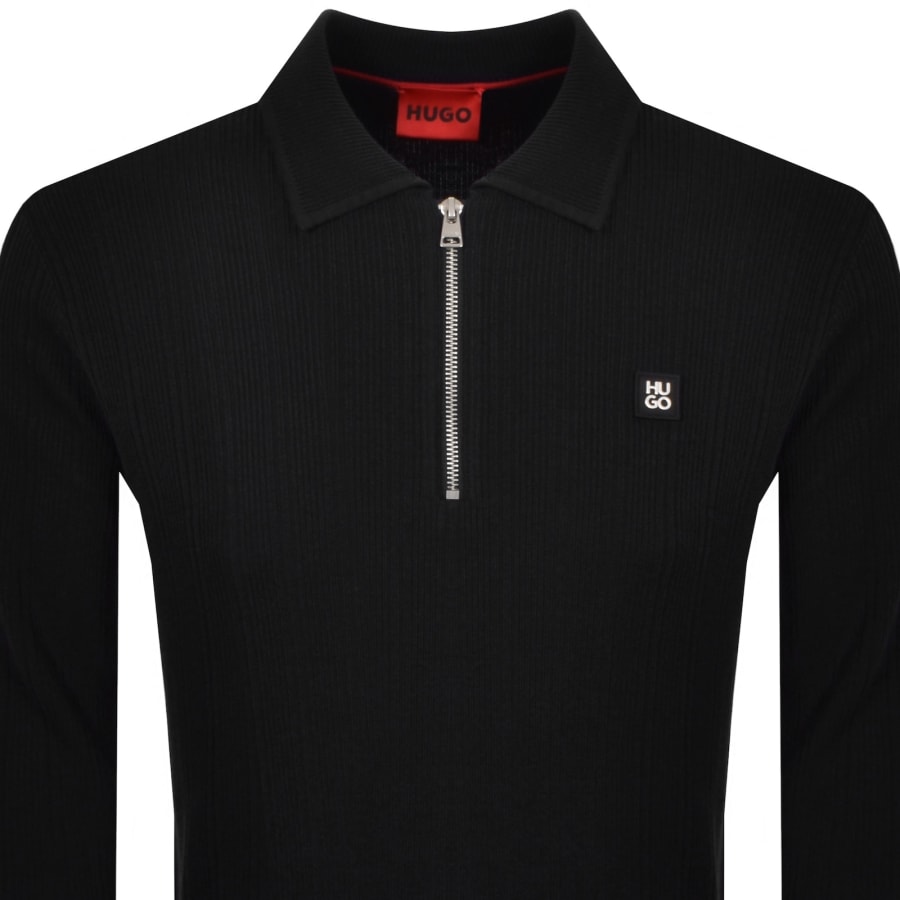 Image number 2 for HUGO Sastoro Knit Polo Jumper Black