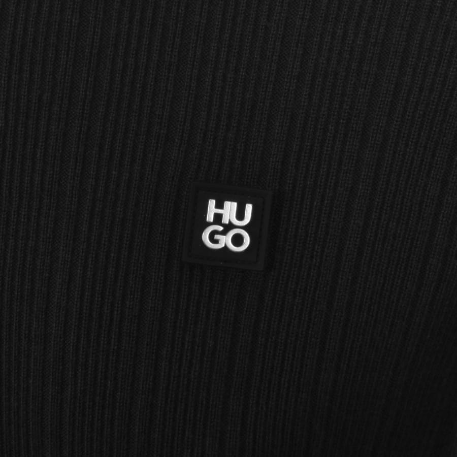 Image number 3 for HUGO Sastoro Knit Polo Jumper Black
