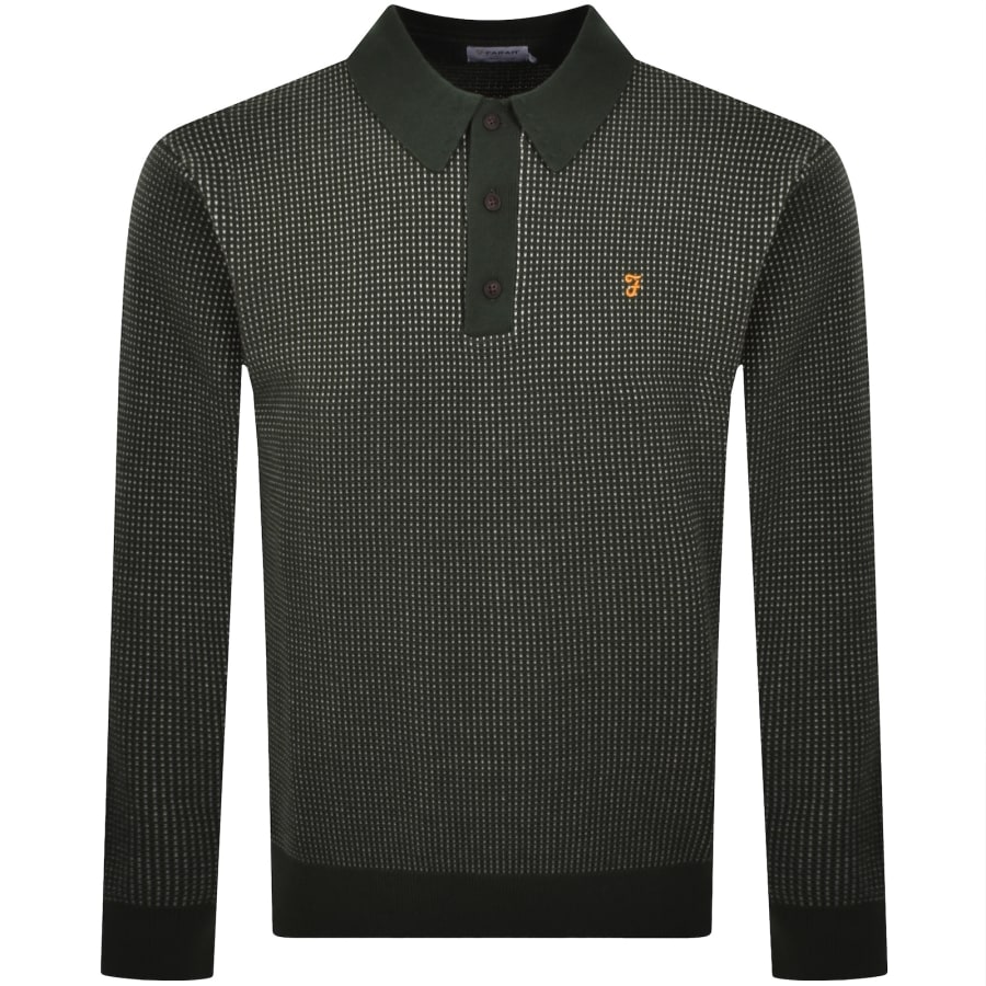 Image number 1 for Farah Gateacre Knit Polo Jumper Green