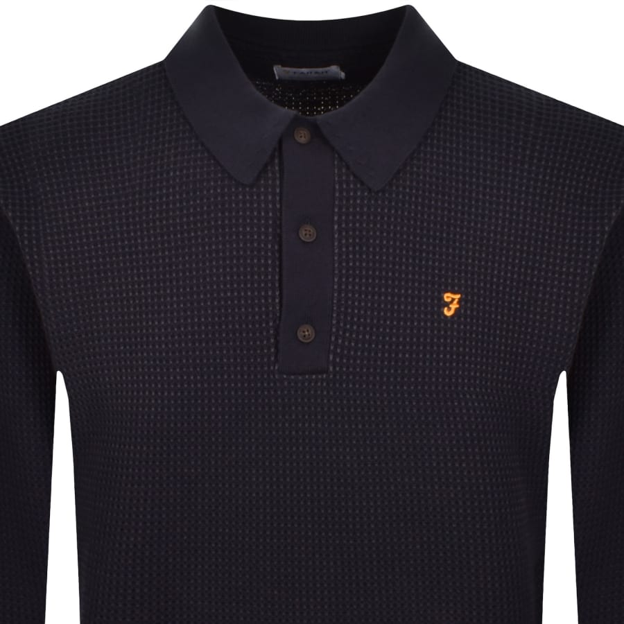 Image number 2 for Farah Gateacre Knit Polo Shirt Navy