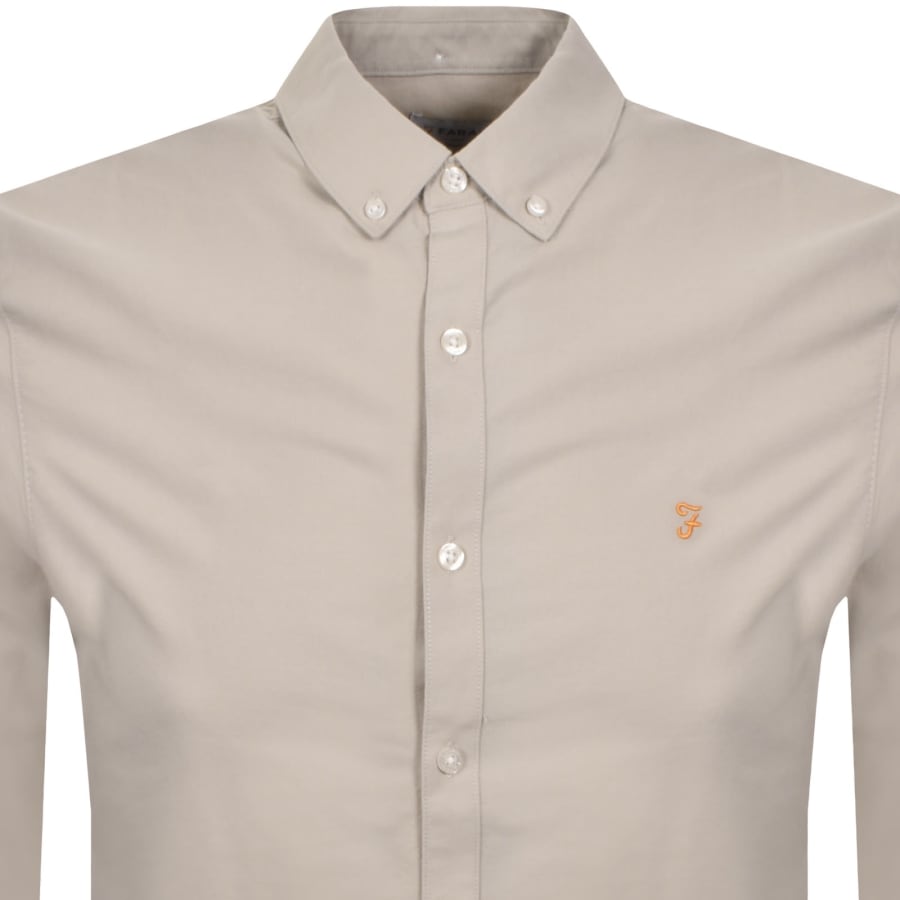 Image number 2 for Farah Brewer Long Sleeve Shirt Beige