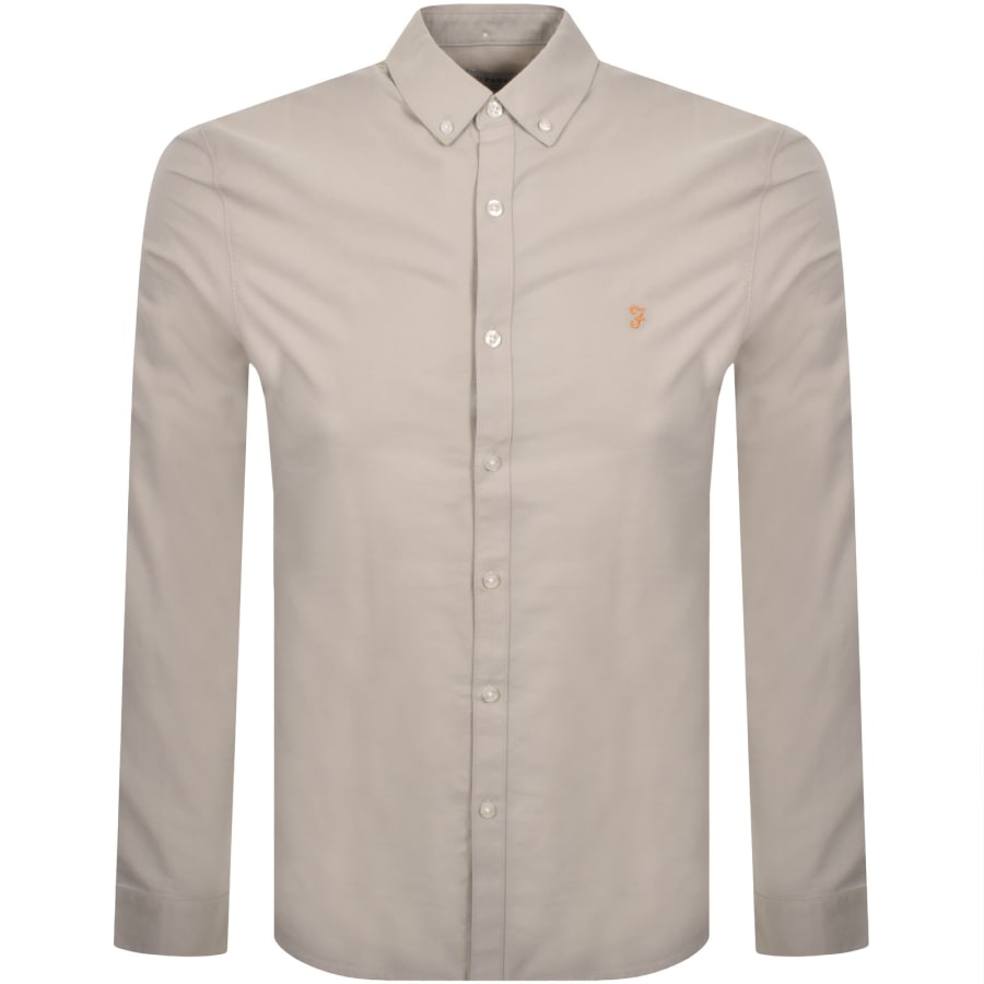Image number 1 for Farah Brewer Long Sleeve Shirt Beige