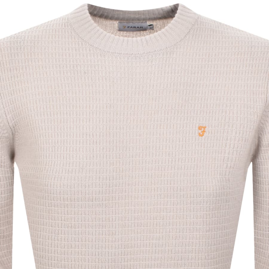 Image number 2 for Farah Allerton Knit Jumper White Smoke Beige