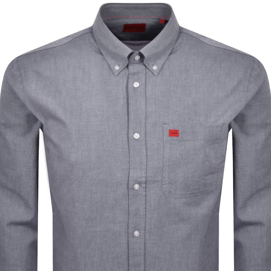 Image number 2 for HUGO Long Sleeved Evito Shirt Navy