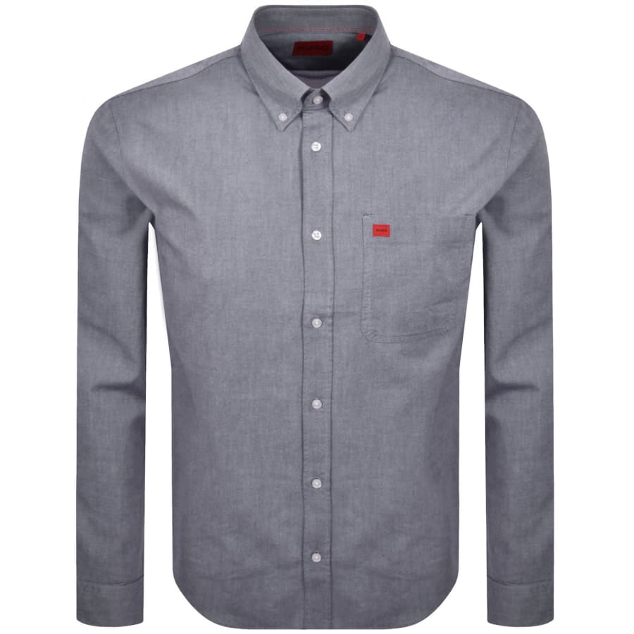 Image number 1 for HUGO Long Sleeved Evito Shirt Navy