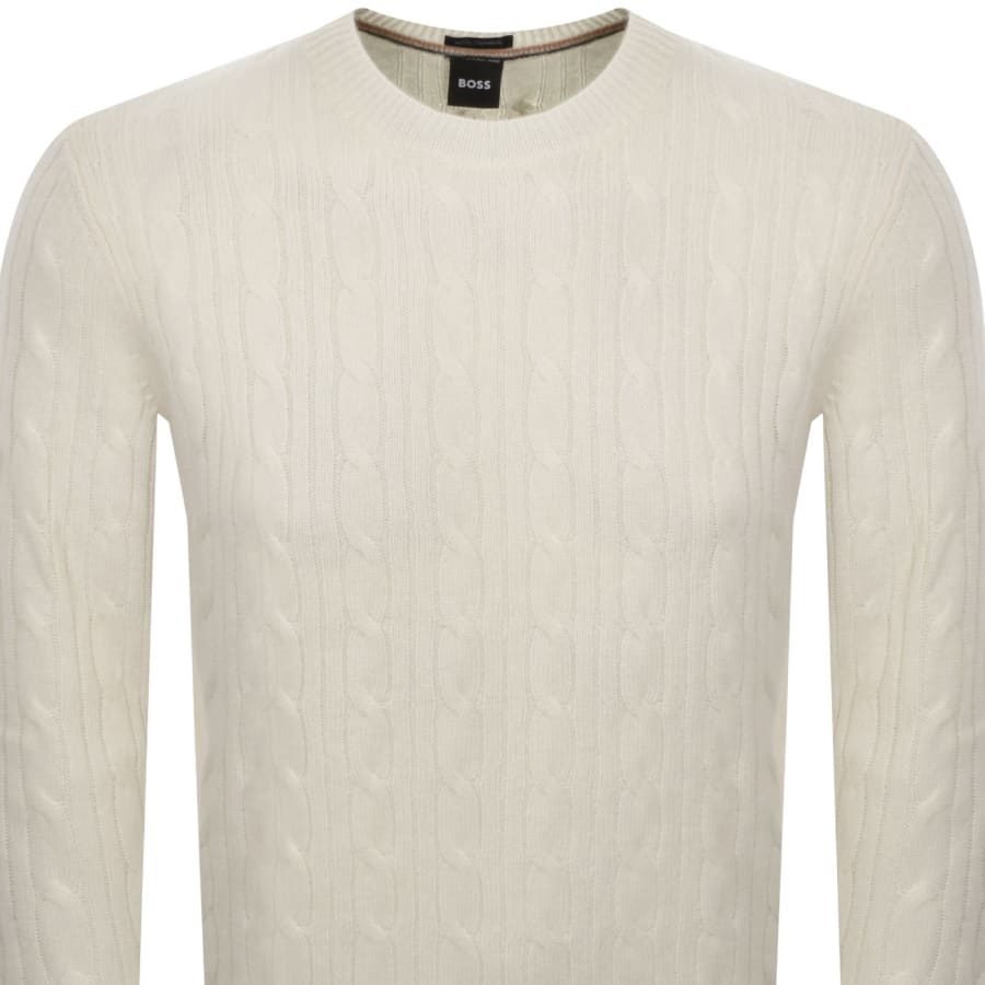 Image number 2 for BOSS Hetico Knit Jumper Cream
