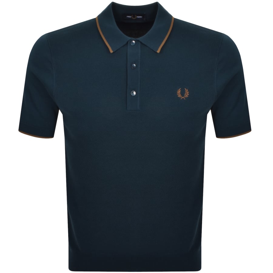 Image number 1 for Fred Perry Knit Polo T Shirt Dark Petrol Blue