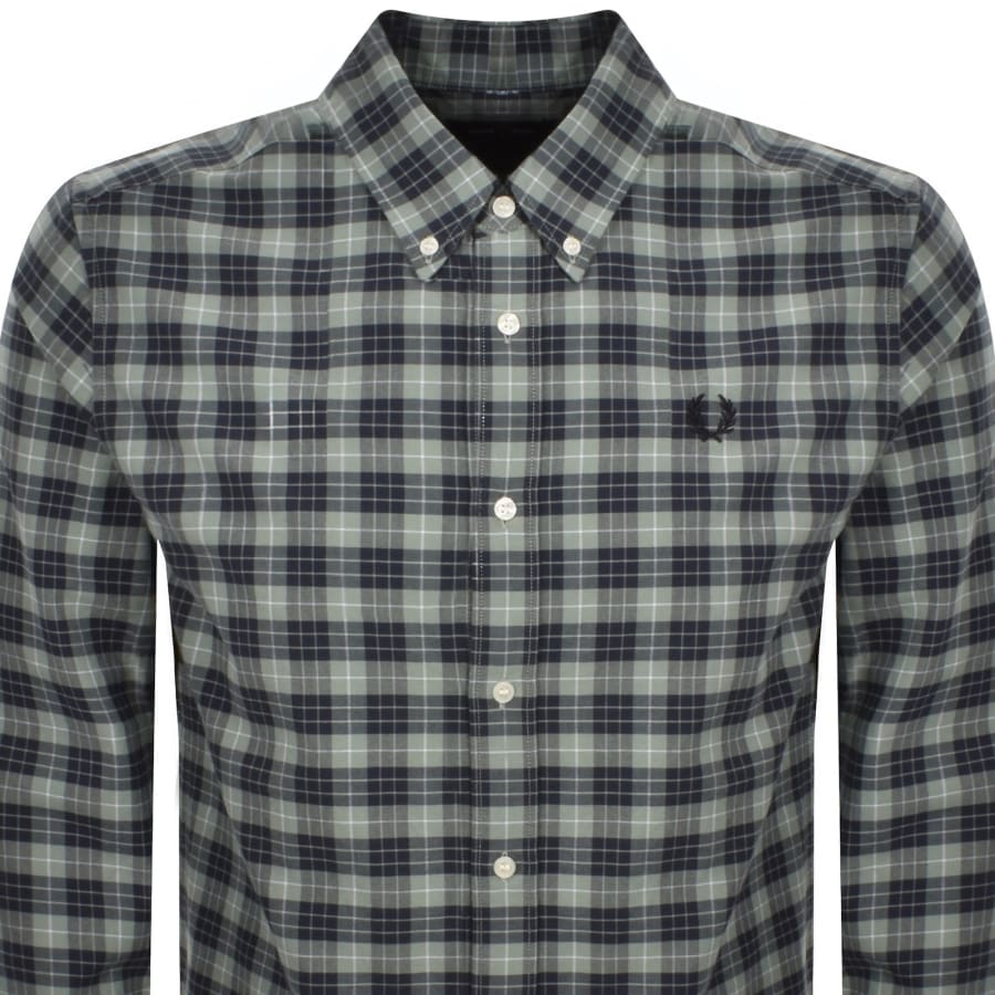 Image number 2 for Fred Perry Tartan Oxford Shirt Bayleaf Green