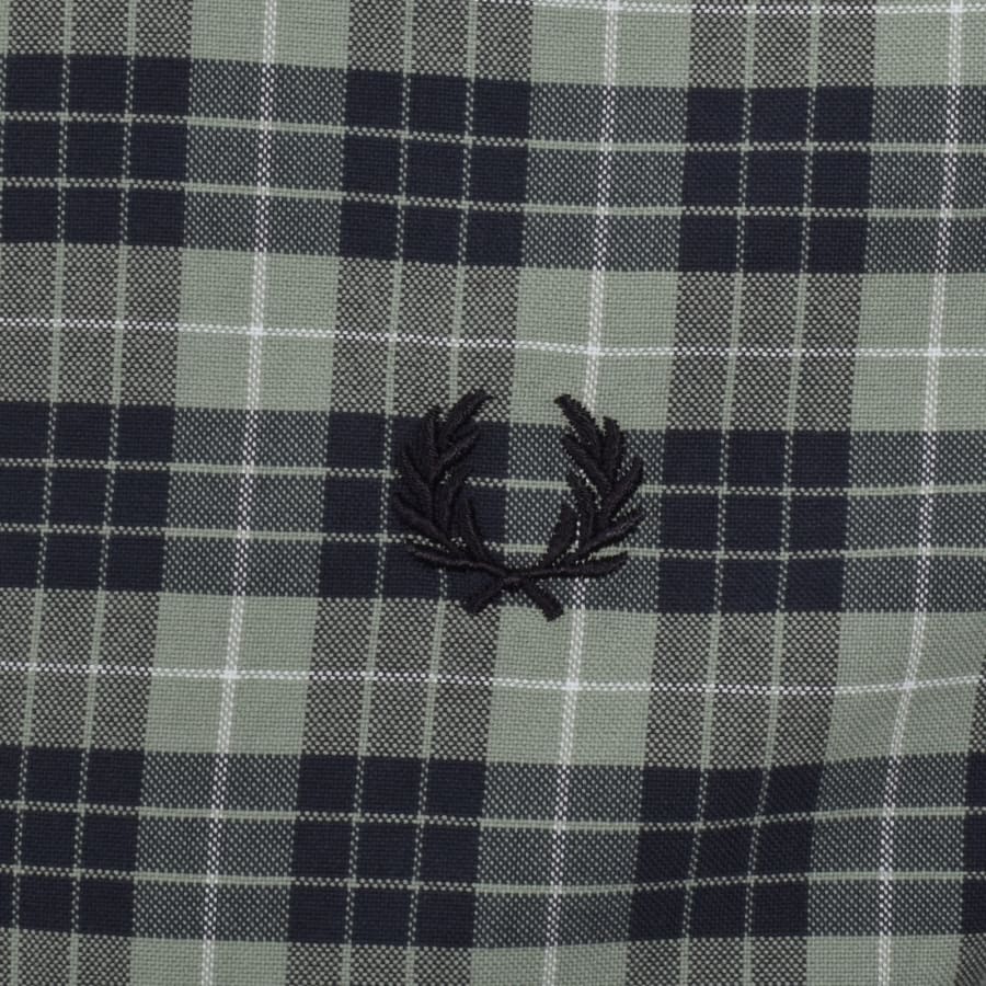 Image number 3 for Fred Perry Tartan Oxford Shirt Bayleaf Green