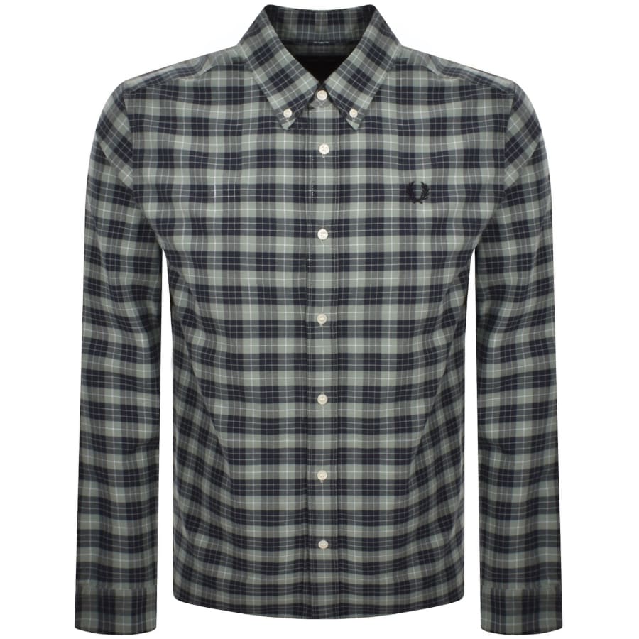 Image number 1 for Fred Perry Tartan Oxford Shirt Bayleaf Green