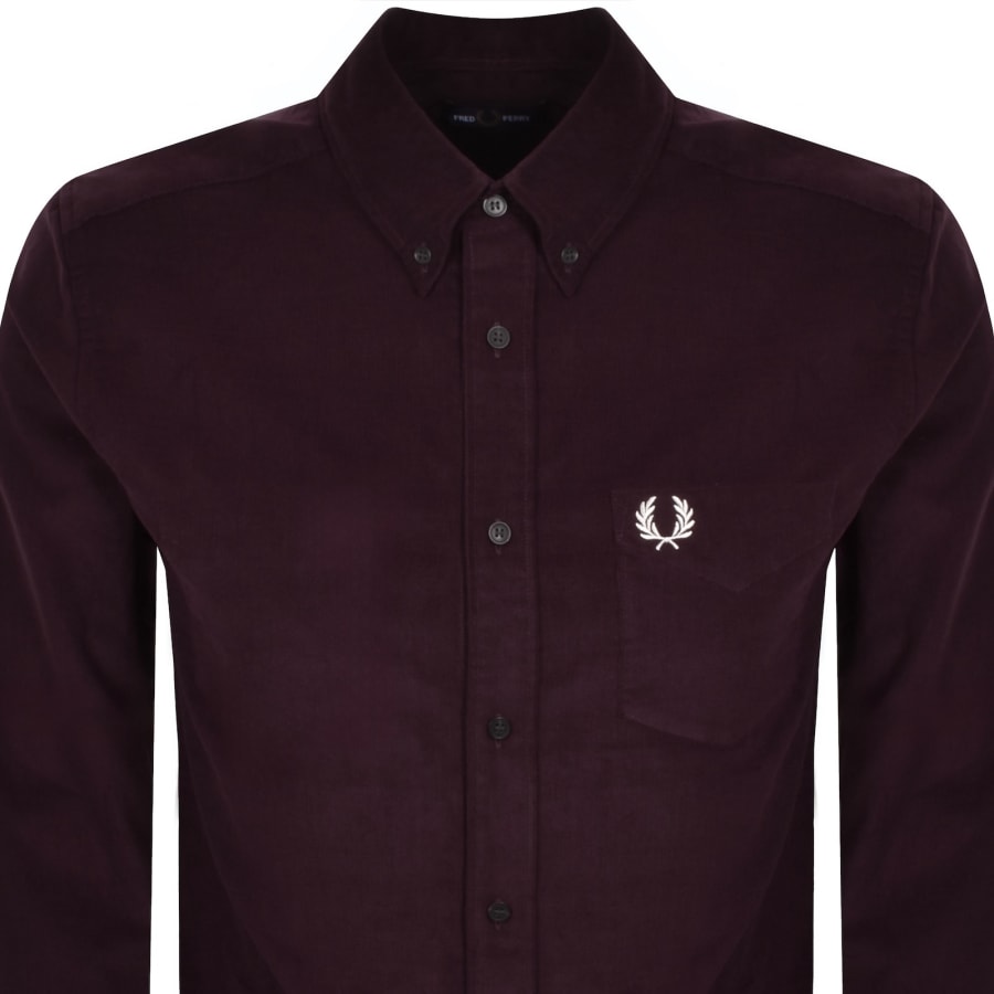 Image number 2 for Fred Perry Needle Corduroy Shirt Burgundy