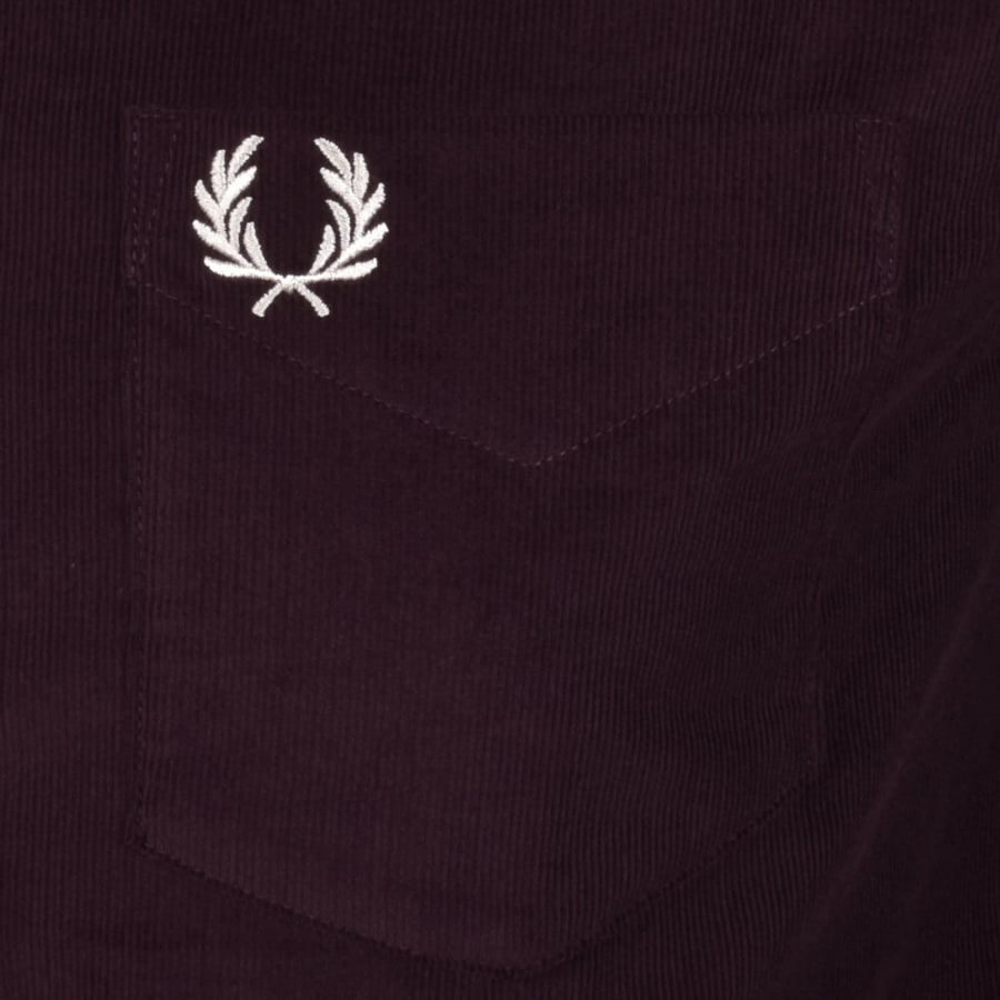 Image number 3 for Fred Perry Needle Corduroy Shirt Burgundy
