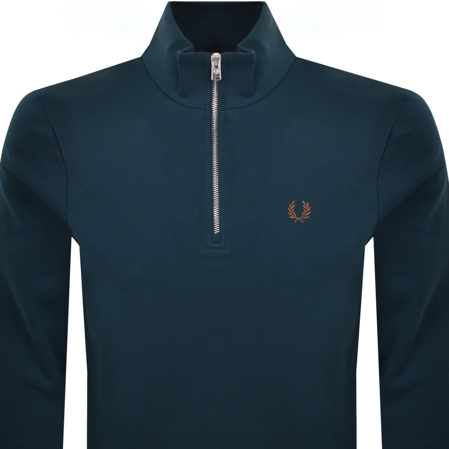 Image number 2 for Fred Perry Half Zip Sweatshirt Blue
