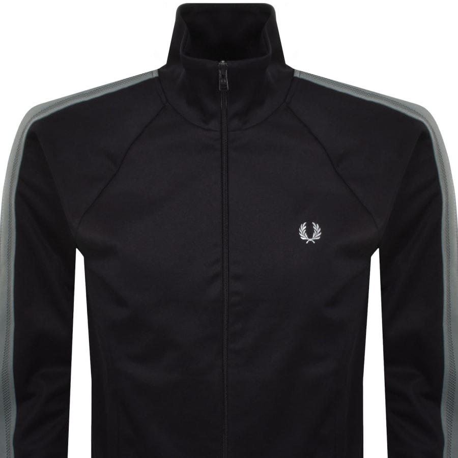 Image number 3 for Fred Perry Mesh Taped Track Top Navy