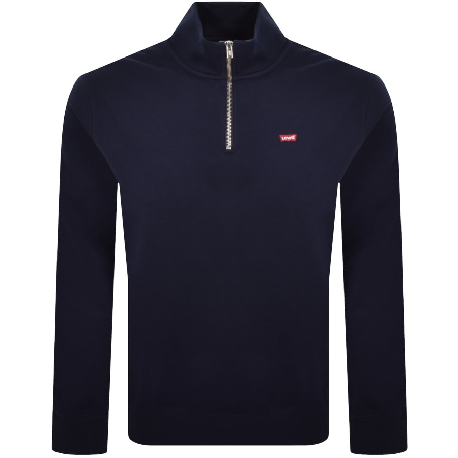 Image number 1 for Levis Original Quarter Zip Sweatshirt Navy