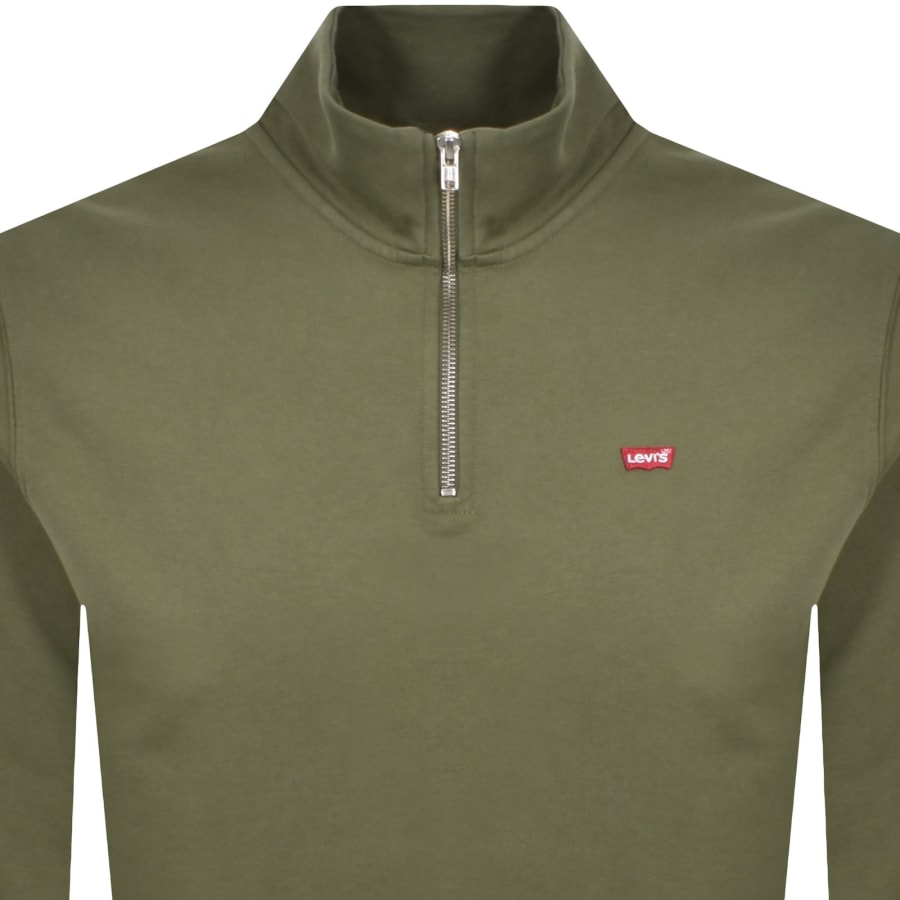 Image number 2 for Levis Original Quarter Zip Sweatshirt Green