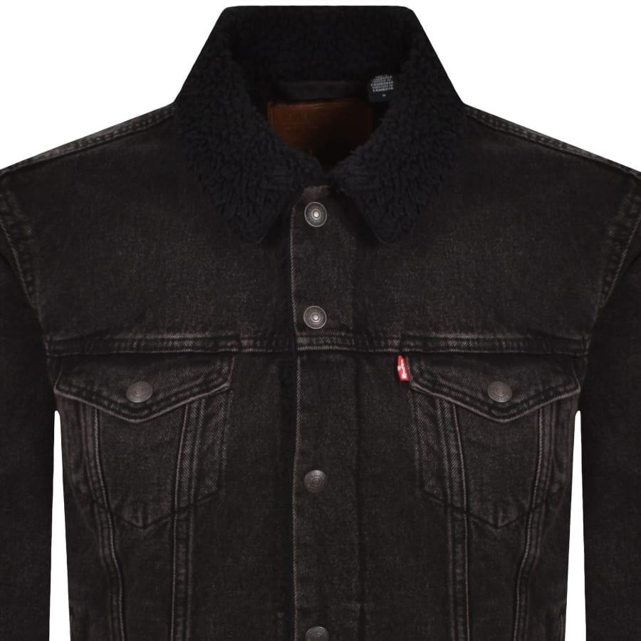 Image number 2 for Levis Denim Sherpa Trucker Jacket Black