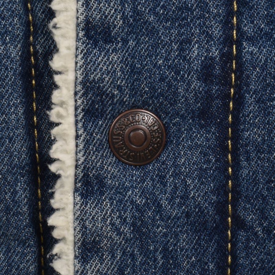 Image number 5 for Levis Denim Sherpa Trucker Jacket Blue