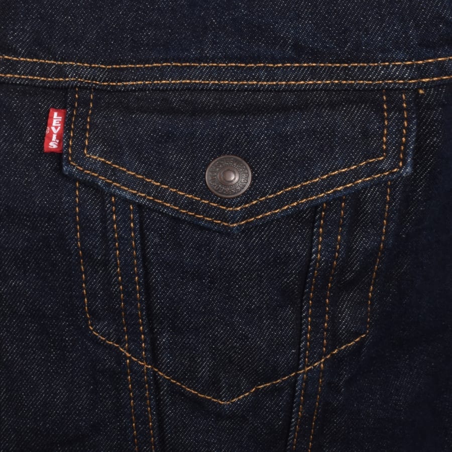Image number 3 for Levis Denim Sherpa Trucker Jacket Dark Wash Blue