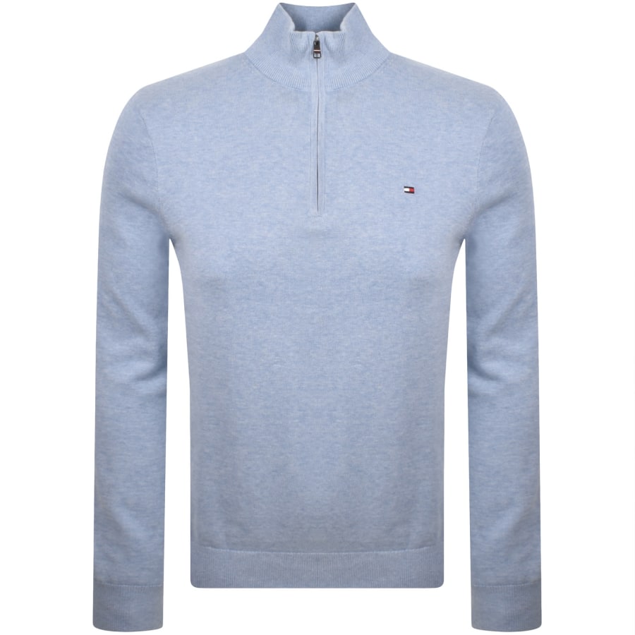 Image number 1 for Tommy Hilfiger Quarter Zip Jumper Blue