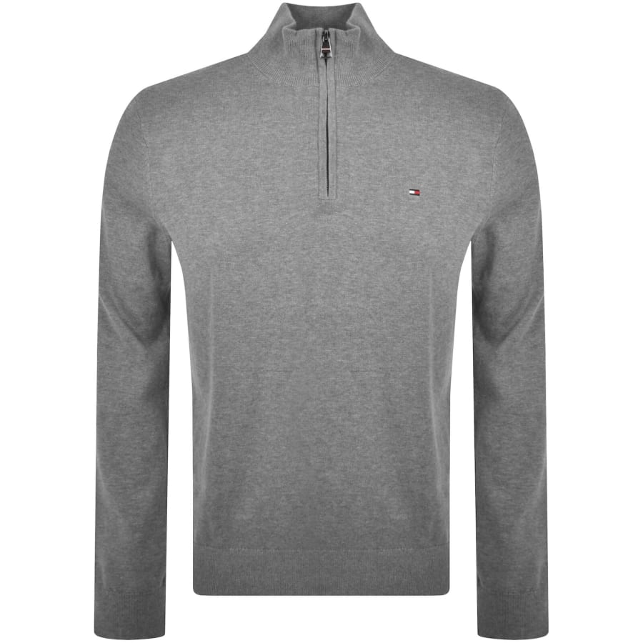 Image number 1 for Tommy Hilfiger Quarter Zip Jumper Grey