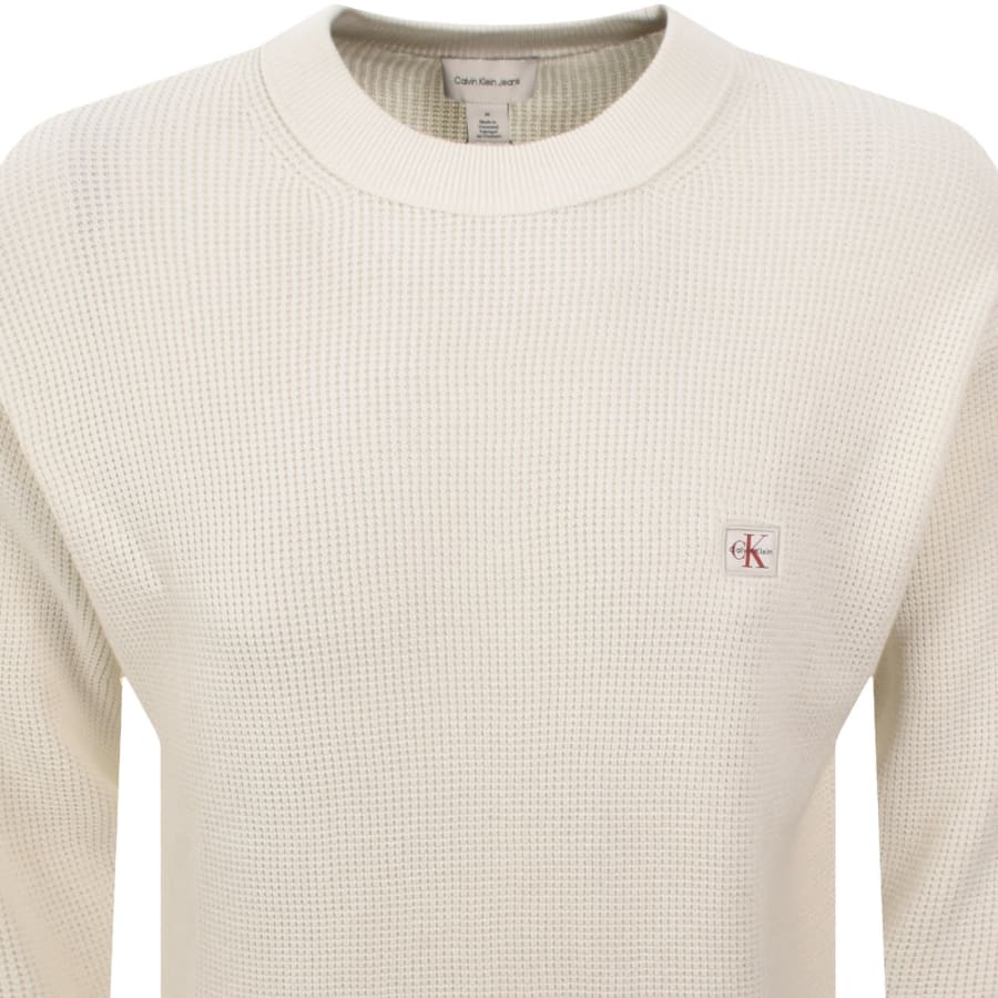 Image number 2 for Calvin Klein Jeans Waffle Jumper Cream