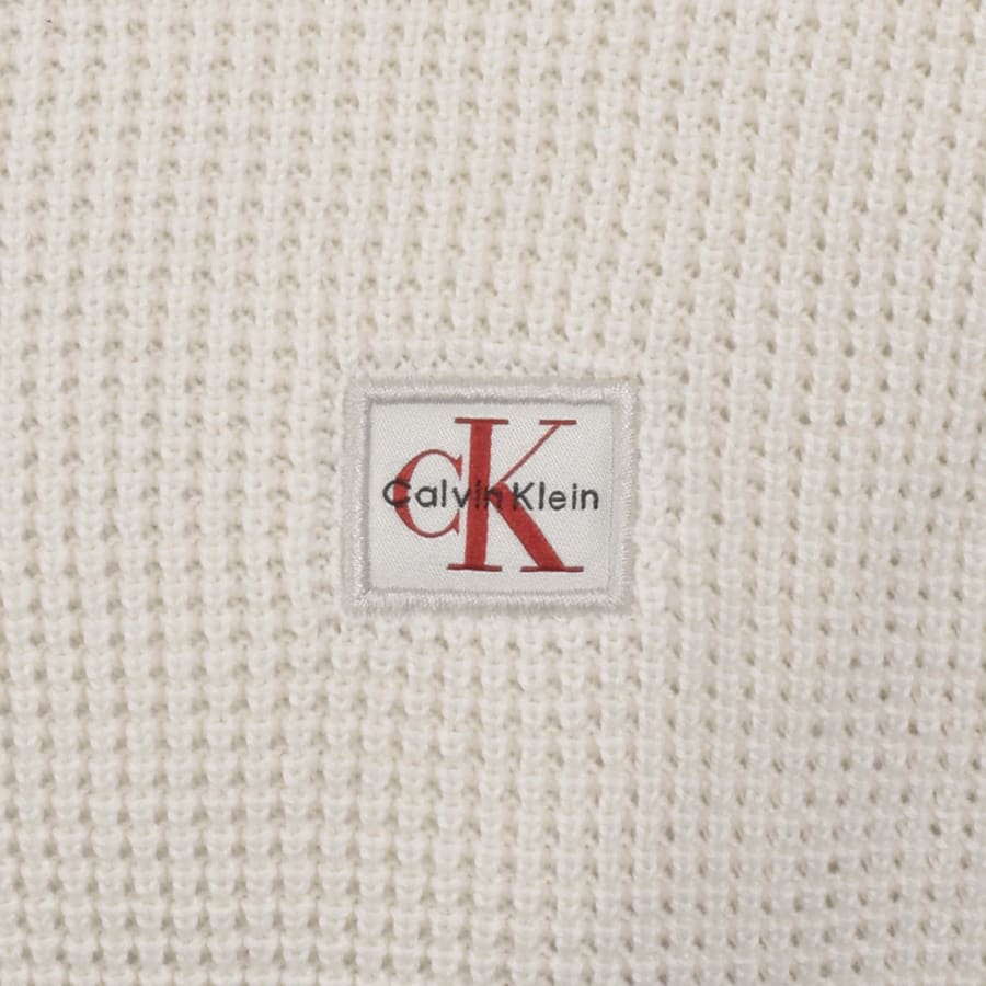 Image number 3 for Calvin Klein Jeans Waffle Jumper Cream