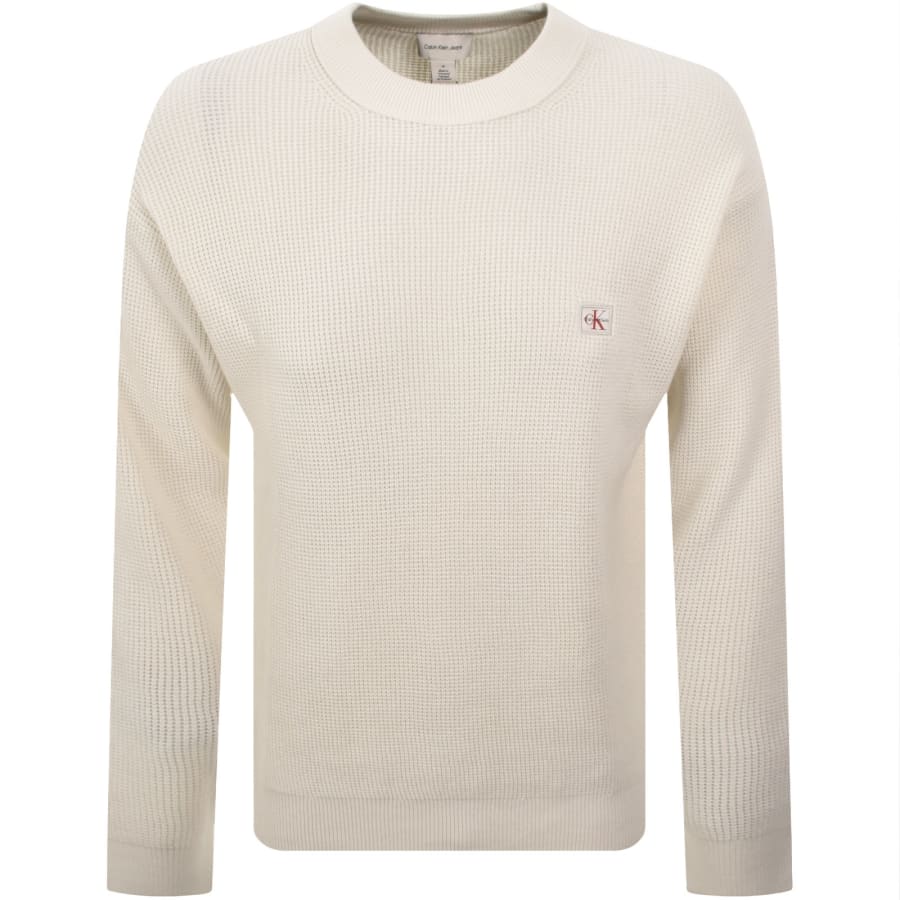 Image number 1 for Calvin Klein Jeans Waffle Knit Jumper Cream