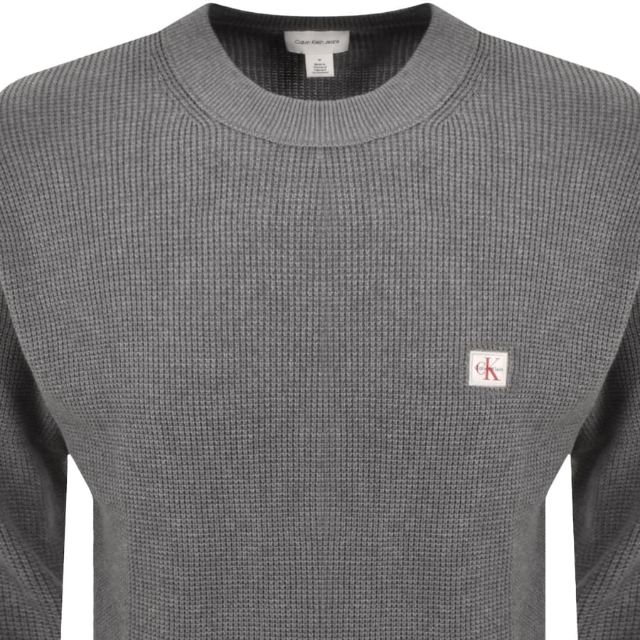 Image number 2 for Calvin Klein Jeans Waffle Jumper Grey