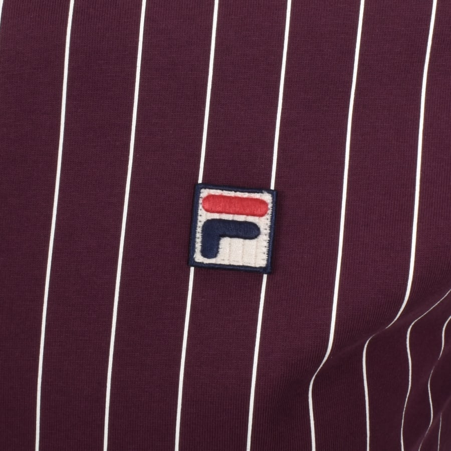 Image number 3 for Fila Vintage Classic Stripe Polo T Shirt Burgundy