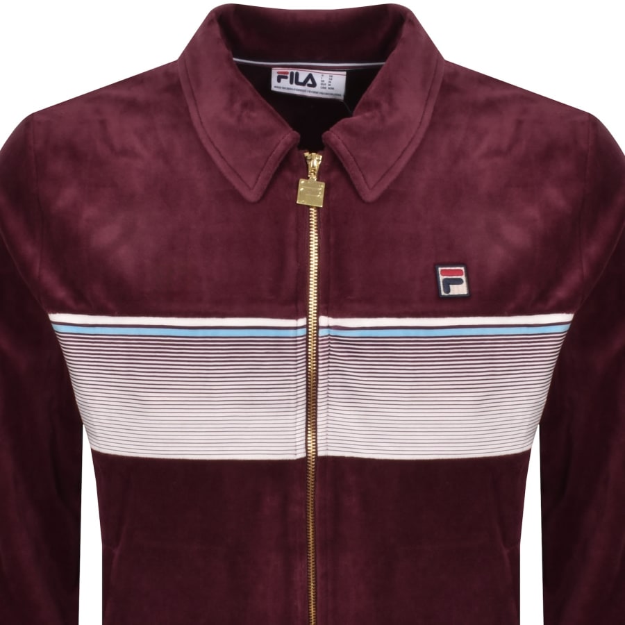 Image number 2 for Fila Malakai Velour Track Top Burgundy