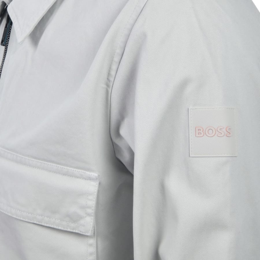 Image number 4 for BOSS Lorum Full Zip Overshirt Light Grey