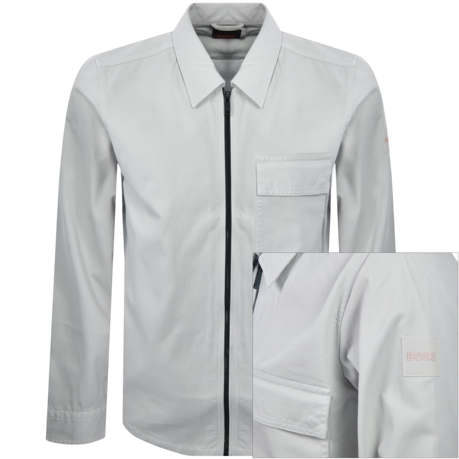 Image number 1 for BOSS Lorum Full Zip Overshirt Light Grey