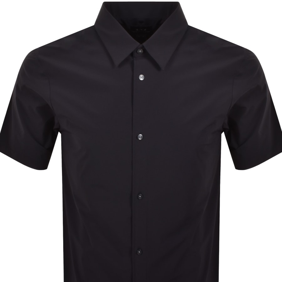 Image number 2 for Armani Exchange Short Sleeved Slim Shirt Navy