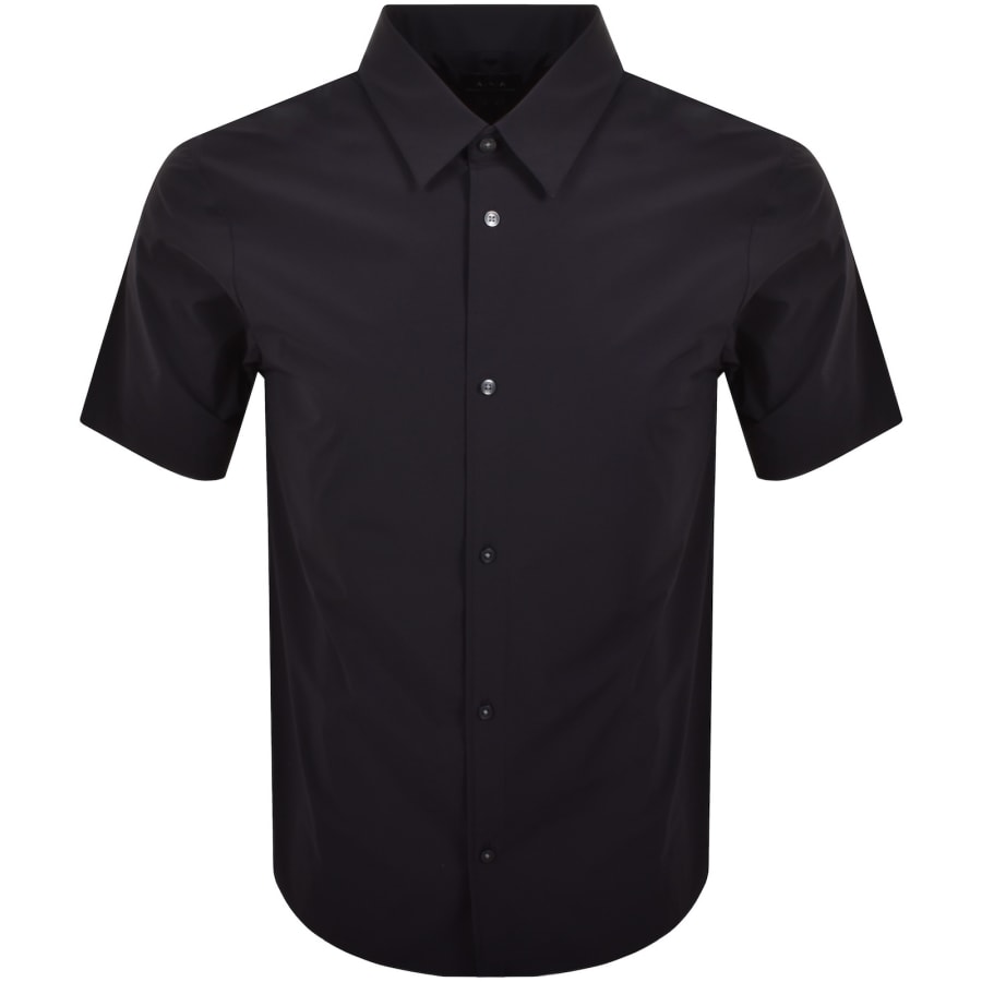 Image number 1 for Armani Exchange Short Sleeved Slim Shirt Navy