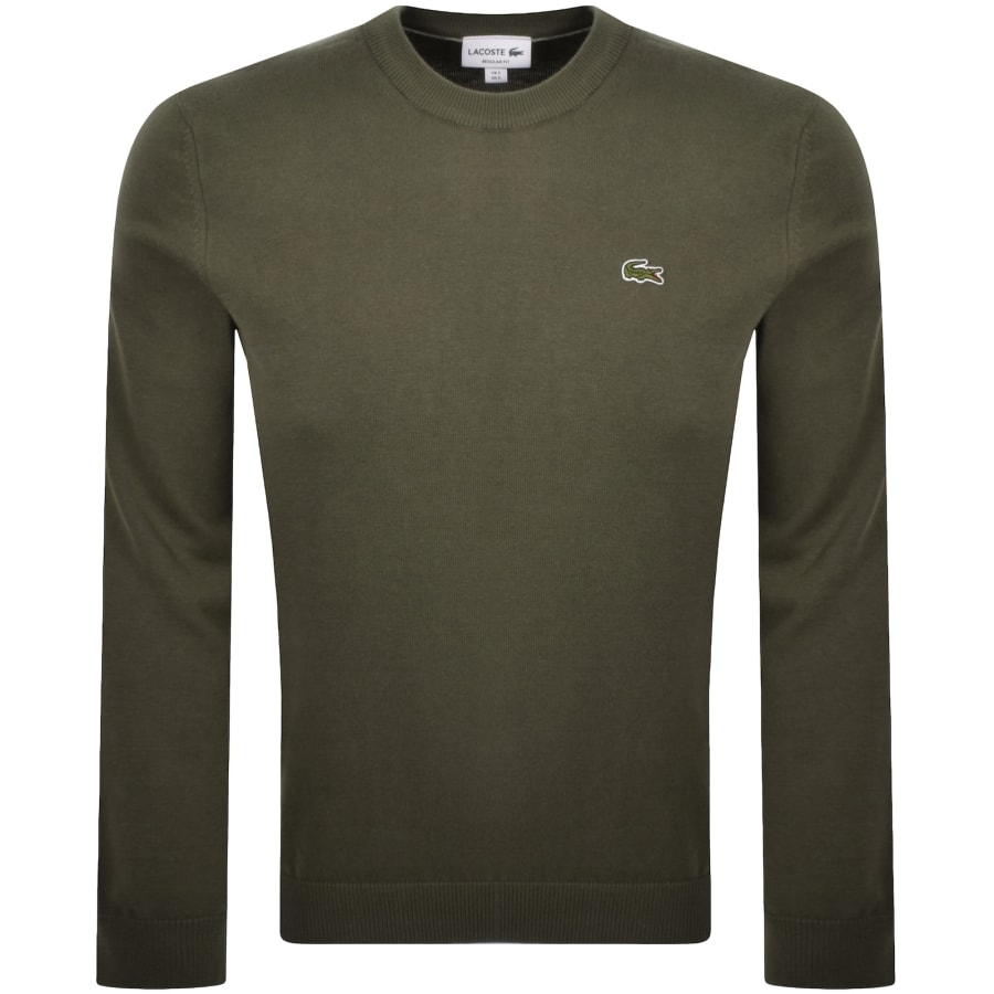 Image number 1 for Lacoste Crew Neck Knit Jumper Khaki
