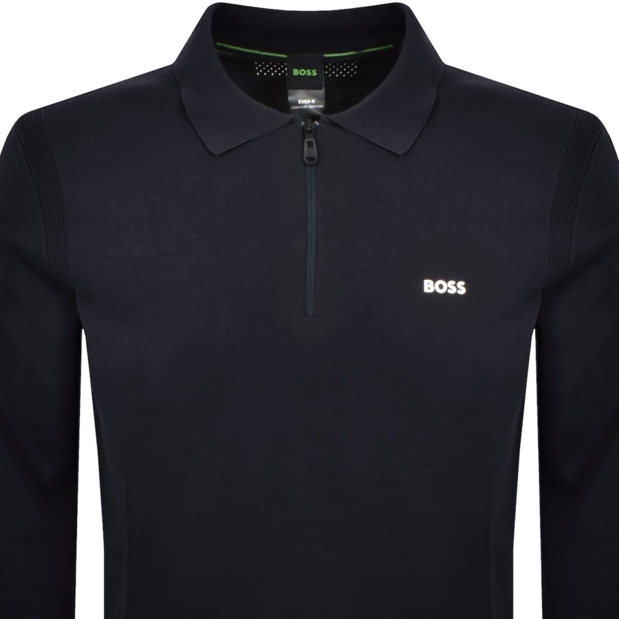 Image number 2 for BOSS Ever X Knit Polo Jumper Navy