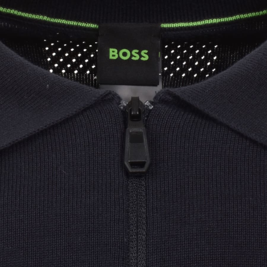 Image number 4 for BOSS Ever X Knit Polo Jumper Navy