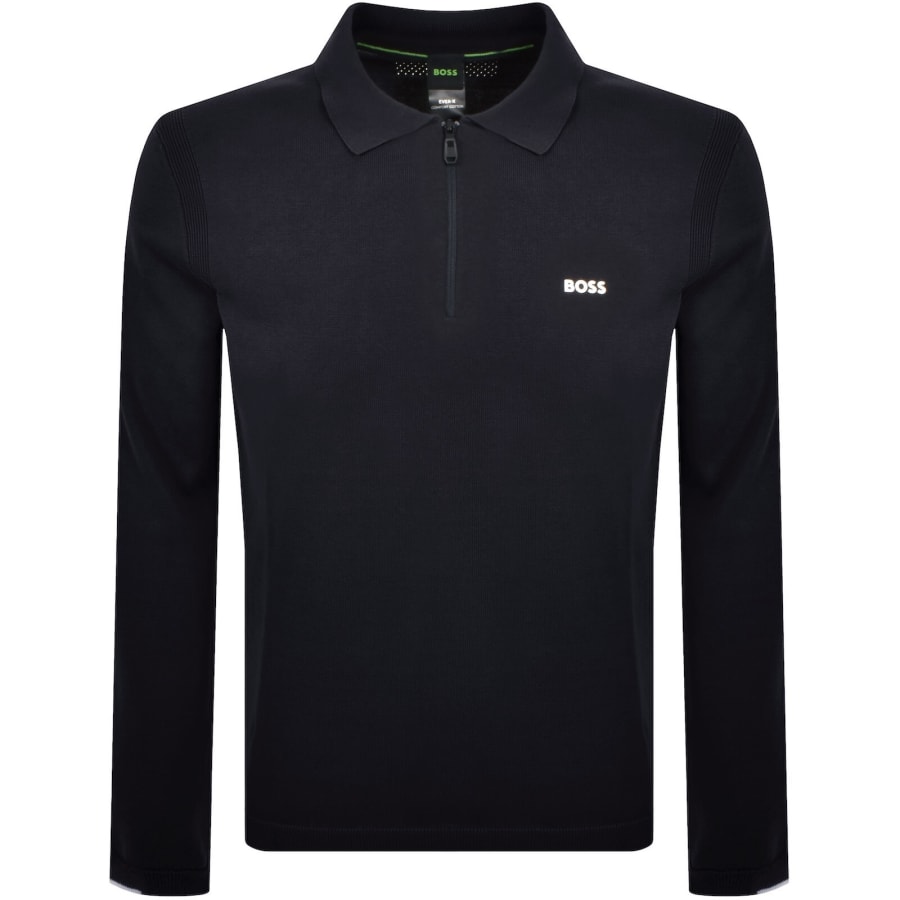 Image number 1 for BOSS Ever X Knit Polo Jumper Navy
