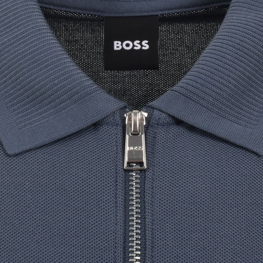 Image number 4 for BOSS Zip Placket Polo T Shirt Blue