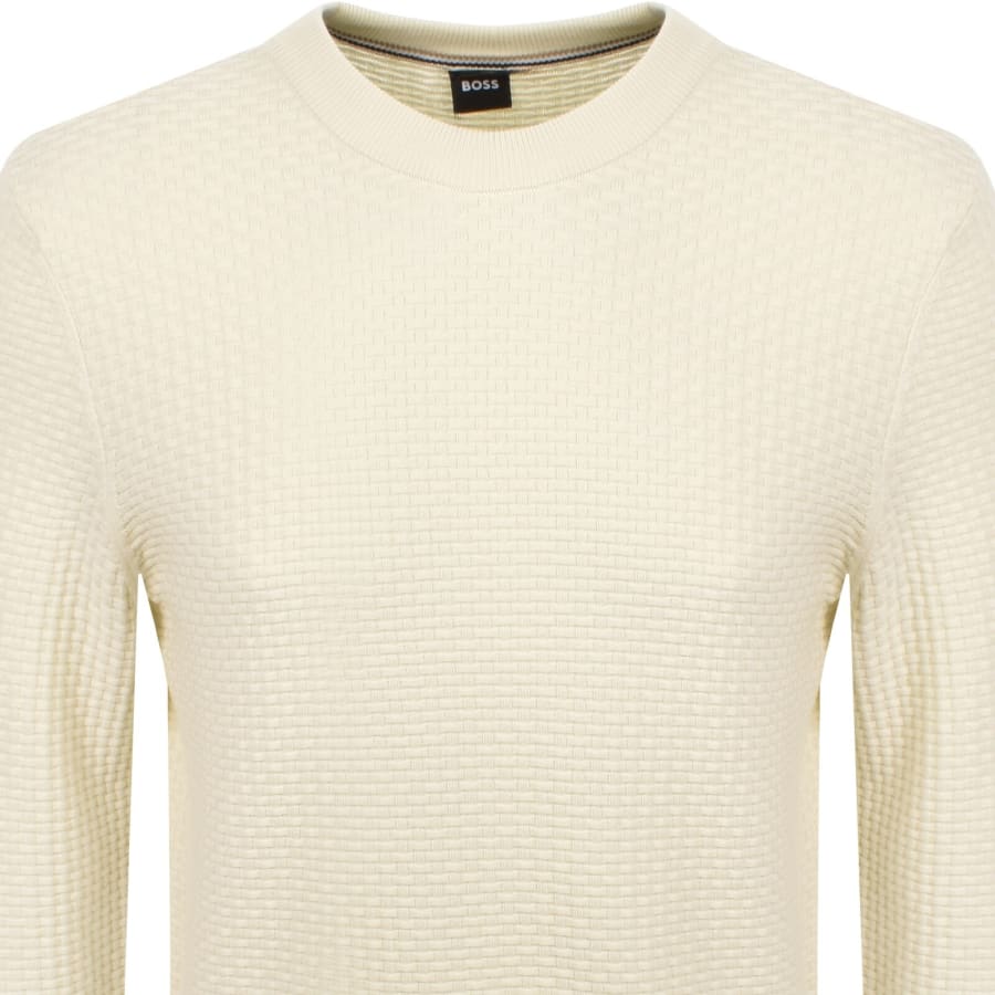 Image number 2 for BOSS Imberto Knit Jumper Cream