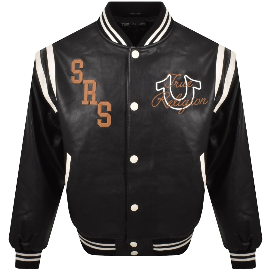 Image number 2 for True Religion Retro Varsity Jacket Jet Black