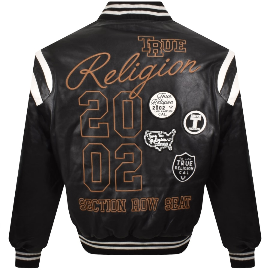 Image number 6 for True Religion Retro Varsity Jacket Jet Black