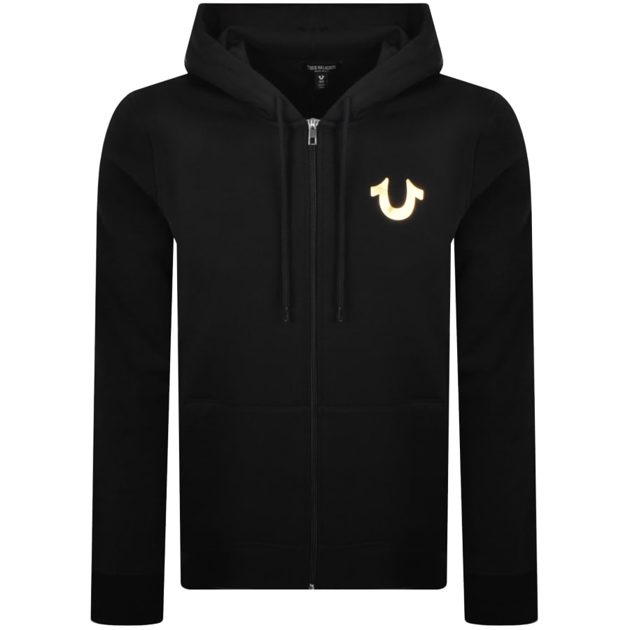 Image number 2 for True Religion Big HS Foil Zip Hoodie Black