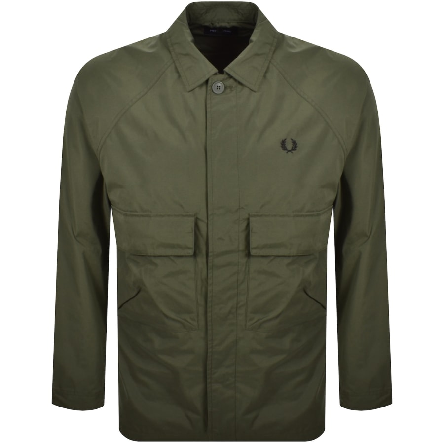 Image number 1 for Fred Perry Raglan Utility Overshirt Green